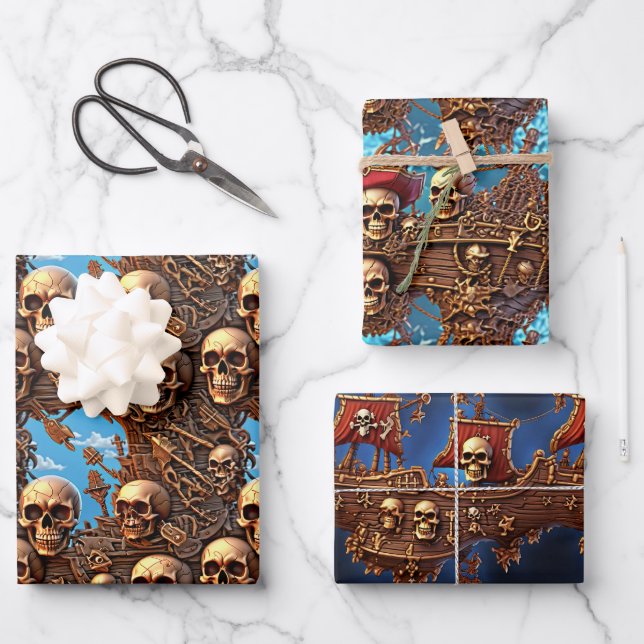 Piratenschiff Geschenkpapier Set (Vorderseite)