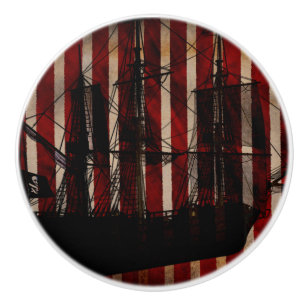 Piratenschiff-Grunge-Gestreifte Schlafzimmerschubl Keramikknauf