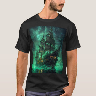 Piratenschiff im dunklen T - Shirt