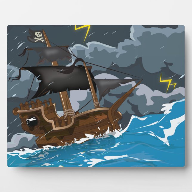 Piratenschiff im Sturm Fotoplatte (Vorderseite)