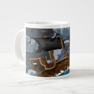 Piratenschiff im Sturm Jumbo-Tasse