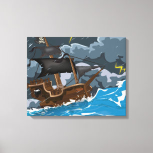 Piratenschiff im Sturm Leinwanddruck