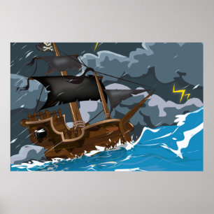 Piratenschiff im Sturm Poster