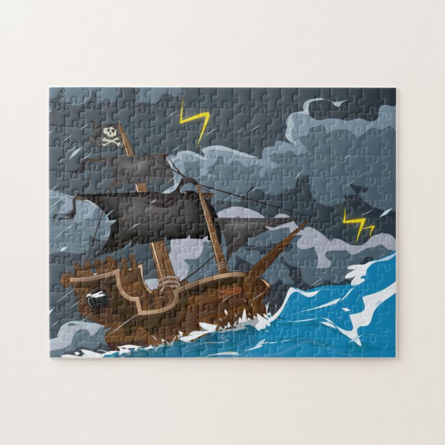 Piratenschiff im Sturm Puzzle (Horizontal)