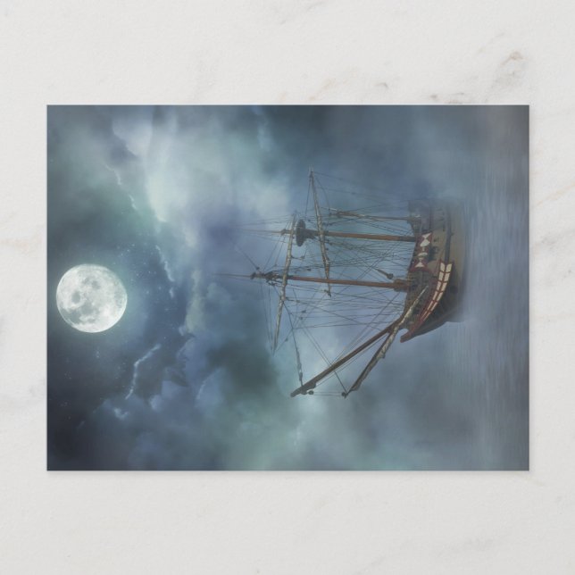 Piratenschiff in Nebel Postkarte (Vorderseite)