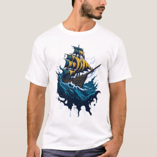 Piratenschiff in Sturmsee T-Shirt