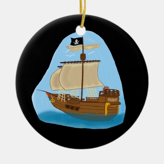 Piratenschiff Keramik Ornament (Vorne)