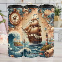 Piratenschiff mit Kompass und Waves