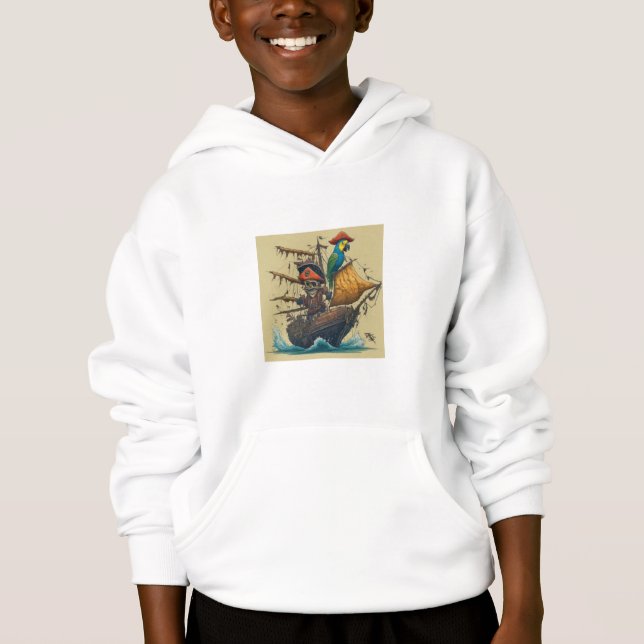 Piratenschiff mit Papagei Hoodie (Vorderseite)