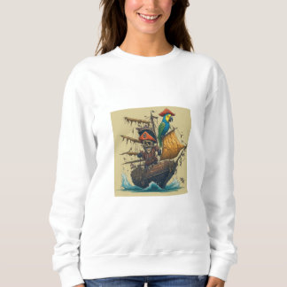 Piratenschiff mit Papagei Sweatshirt