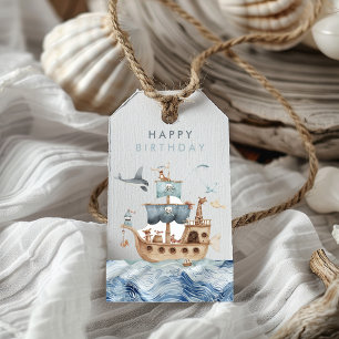 Piratenschiff mit Party "Tiere Kinder" Geschenkanhänger
