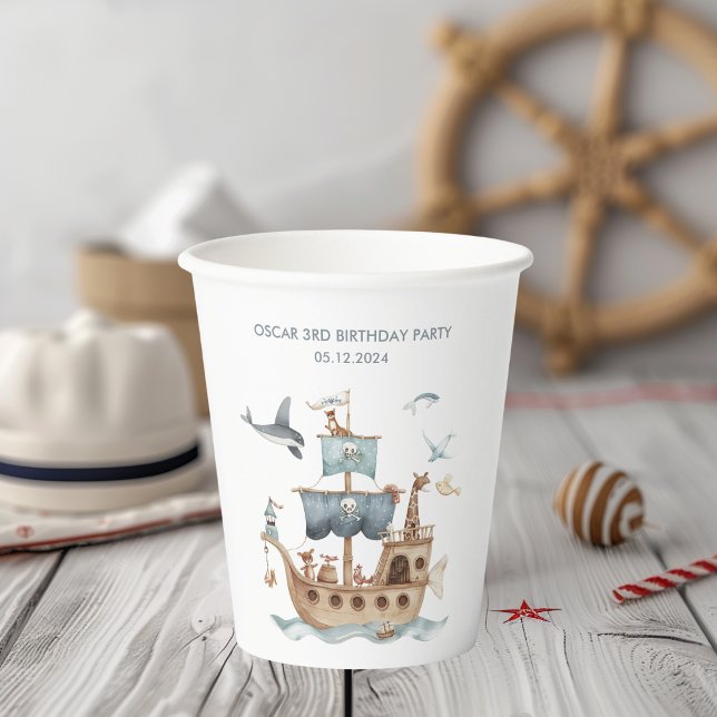 Piratenschiff mit Party "Tiere Kinder" Pappbecher (Von Creator hochgeladen)
