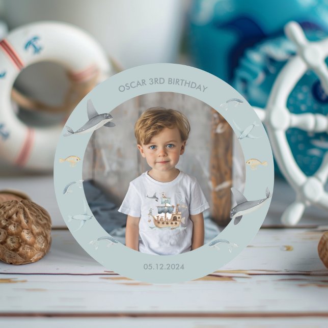 Piratenschiff mit Party "Tiere Kinder" Runder Aufkleber (Von Creator hochgeladen)