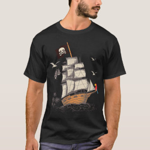 Piratenschiff Nautisches Boot Piratenflagge Gesche T-Shirt