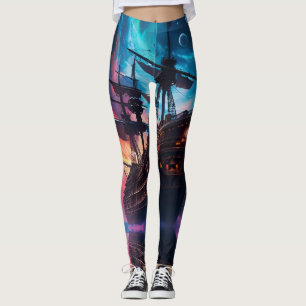 Piratenschiff Nebel und Monde Leggings