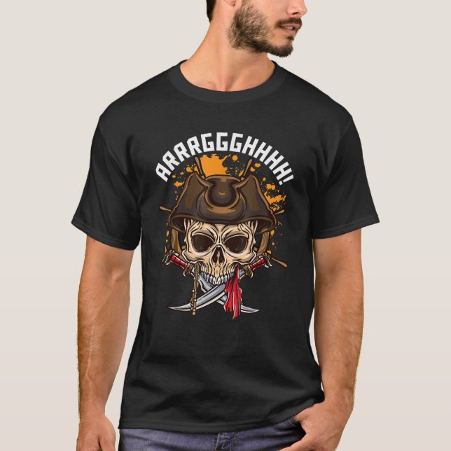 Piratenschiff Piratenflagge Crossbones Flag Pira T-Shirt (Vorderseite)