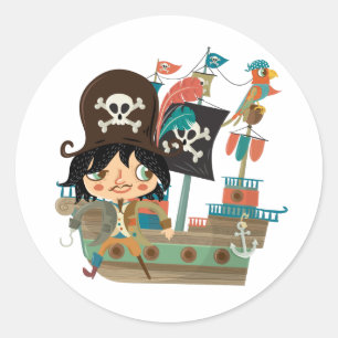 Piratenschiff Runder Aufkleber