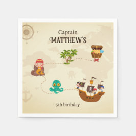 Piratenschiff Schatzkarte Geburtstagsparty des Kin Serviette