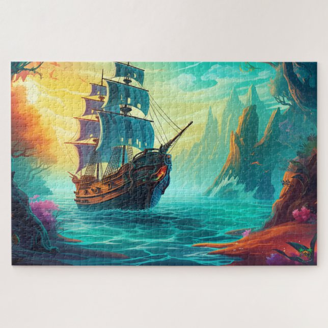 🌅 Piratenschiff Schatzsuche Puzzle (Horizontal)