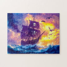 Piratenschiff Segelfahrt in den Sonnenuntergang au