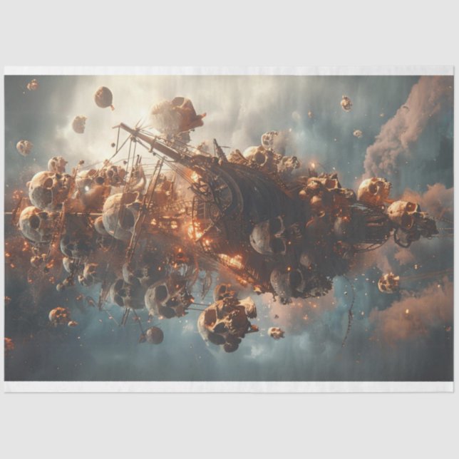 Piratenschiff Skulls Flugzeug Decoupage Seidenpapier (Vorderseite)