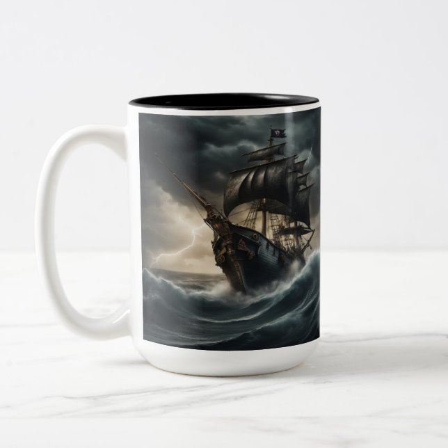 Piratenschiff Stormy - 1 - Zweifarbige Tasse (Links)