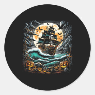 Piratenschiff Sturm Halloween Boot Kapitän Bootfah Runder Aufkleber