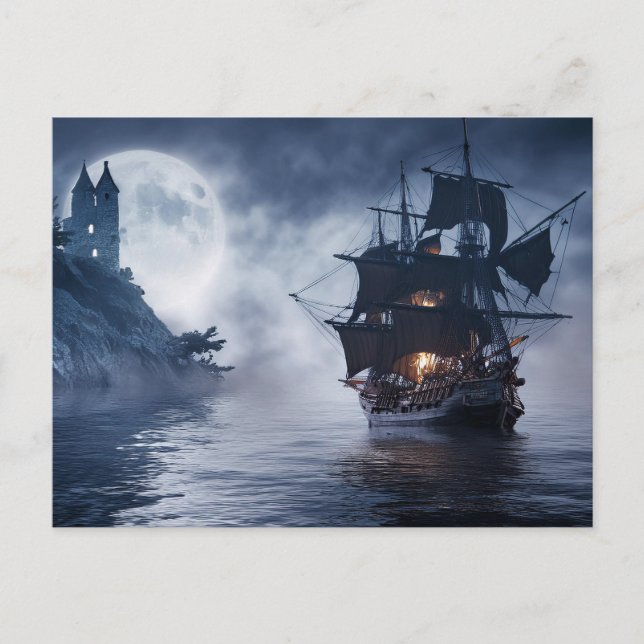 Piratenschiff und Schloss Postkarte (Vorderseite)