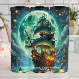 Piratenschiff unter einem Riesenmond Thermosbecher