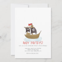 Piratenschiff Wasserfarbe Einladung zum Geburtstag