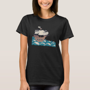Piratenschiff Wasserfarbe gestrichen Schiff Kapita T-Shirt