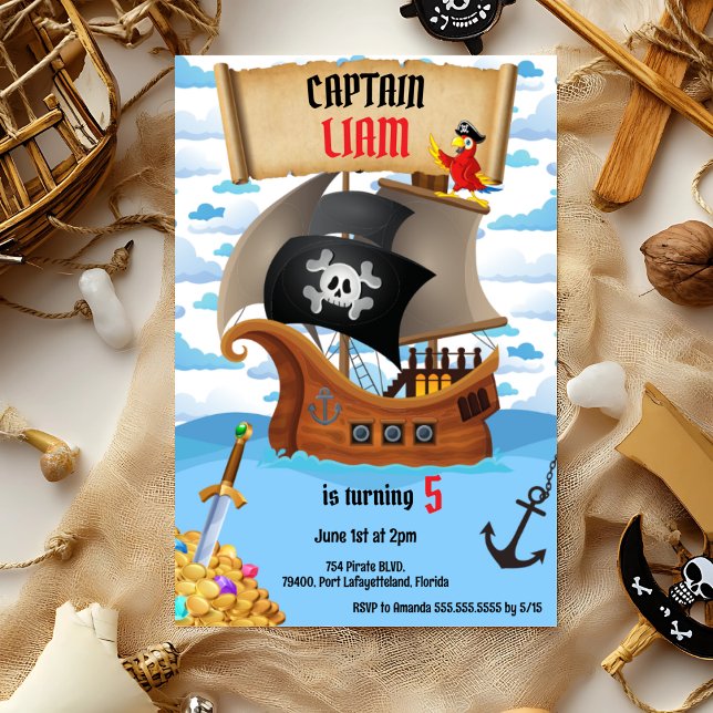 Piratenschiff zum Geburtstag Einladung für Kinder (Von Creator hochgeladen)