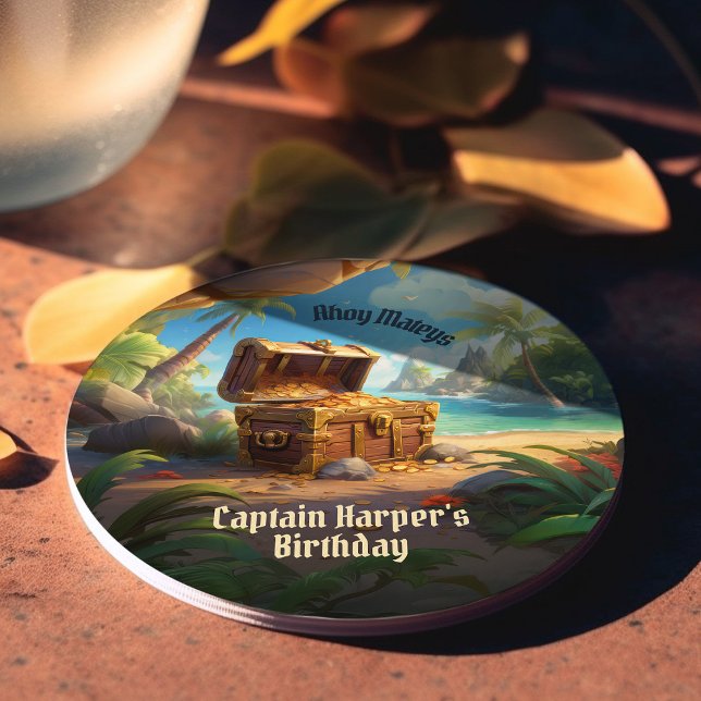 Piratenschiff zum Geburtstag Runder Pappuntersetzer (Von Creator hochgeladen)