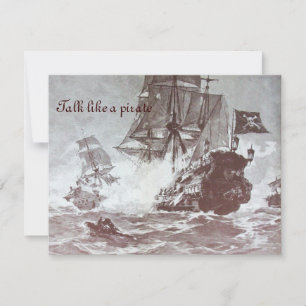 PIRATENSCHIFFSCHLACHT / ANTIK PIRATEN SCHATZKARTEN ANKÜNDIGUNG