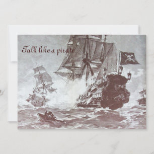 PIRATENSCHIFFSCHLACHT / ANTIK PIRATEN SCHATZKARTEN ANKÜNDIGUNG