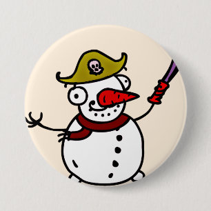 Piratenschneemann frohe Weihnachten Button