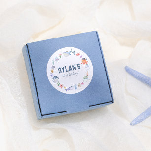 Piratensee unter dem Meer Junge Geburtstagsparty Runder Aufkleber