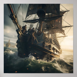 Piratensegelschiff bei Sunrise Poster