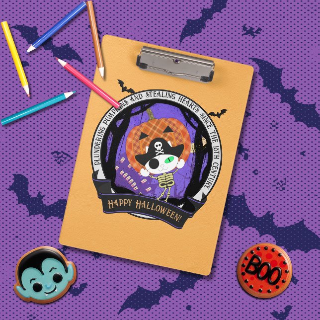 Piratenskelettkatze Klemmbrett (Pirate skeleton cat clipboard)