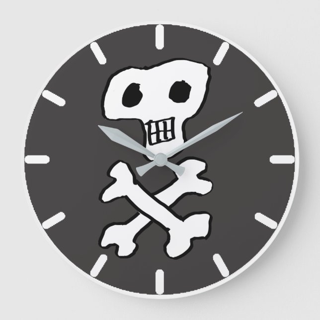 Piratenskull & Crossbones Große Wanduhr (Vorderseite)