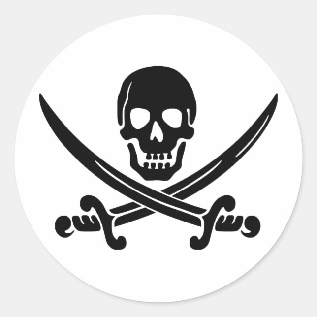 Piratensymbol Runder Aufkleber (Vorderseite)