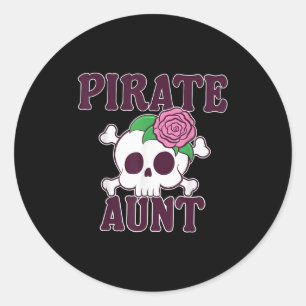 Piratentante Cartoon Skull Funny Family Halloween Runder Aufkleber