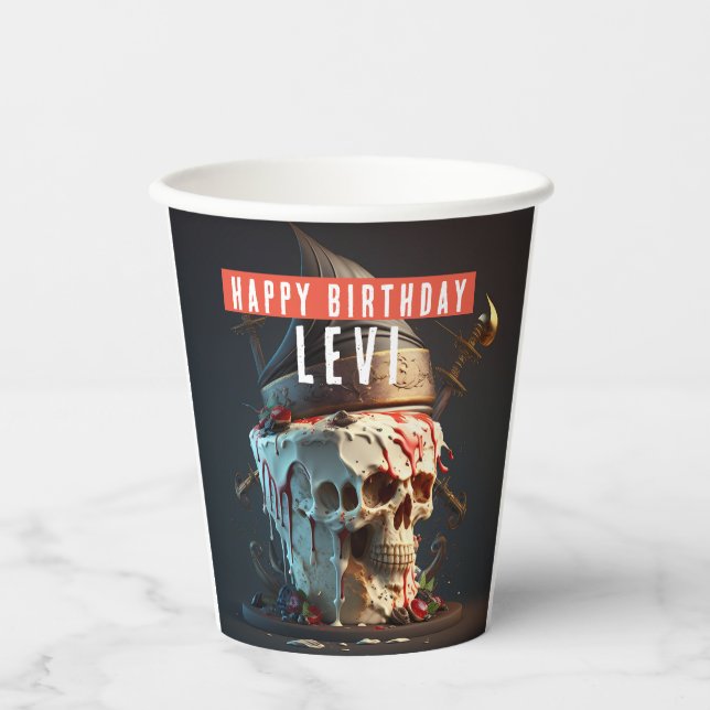 Piratentheater Geburtstag Pappbecher (Vorderseite)