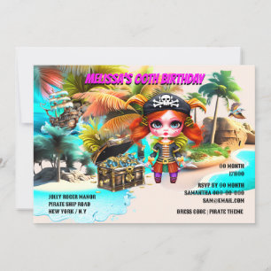 Piratentheater Geburtstag   Schatzkammer des Mädch Einladung
