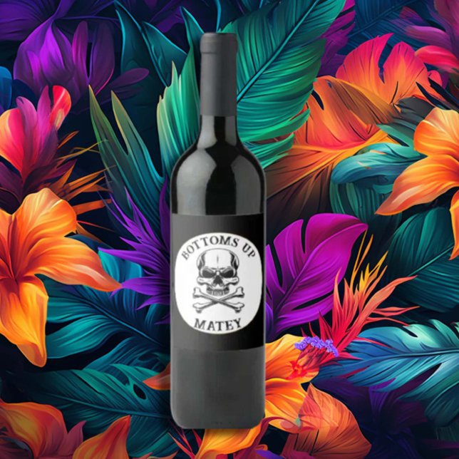 Piratenthema Party Adult Schiff Schädelknochen Weinetikett (Von Creator hochgeladen)