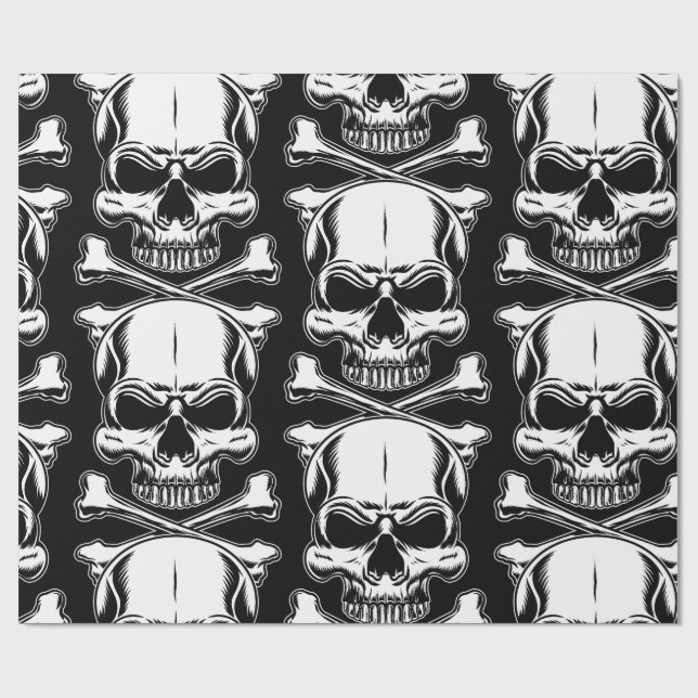 Piratenthema Party Adults Ships Skulls Black Geschenkpapier (Flach)