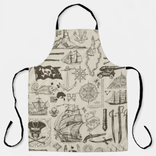 Piratenthema: Vintage nautische Muster. Schürze