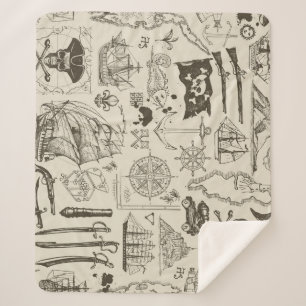 Piratenthema: Vintage nautische Muster. Sherpadecke