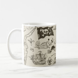 Piratenthema: vintage nautisches Muster. Kaffeetasse