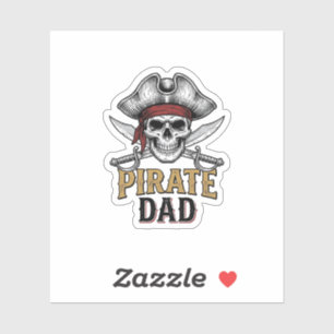 Piratenvater-Totenkopf-Schwert-Vintage-Stickerei-S Aufkleber